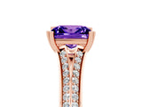 Rose gold Princess Cut Tanzanite Split Shank Engagement Ring with Pavé Band_5