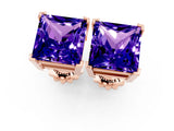 Rose gold Princess Cut Tanzanite Stud Earrings_19