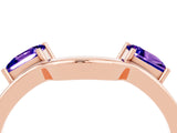 Rose gold Princess Cut Tanzanite Two-Stone Open Band Ring with Four-Prong Setting_10