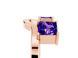 Rose gold Princess Cut Tanzanite Two-Stone Open Band Ring with Four-Prong Setting_11