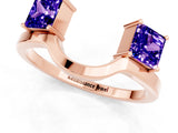 Rose gold Princess Cut Tanzanite Two-Stone Open Band Ring with Four-Prong Setting_7