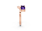 Rose gold Princess Cut Tanzanite Two-Stone Open Band Ring with Four-Prong Setting_8