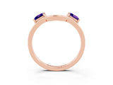 Rose gold Princess Cut Tanzanite Two-Stone Open Band Ring with Four-Prong Setting_9