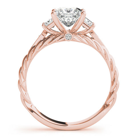 Rose gold Princess Cut Three-Stone Braided Band Ring with Four-Prong Setting 2