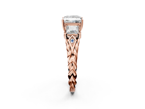 Rose gold Princess Cut Three-Stone Braided Band Ring with Four-Prong Setting_26
