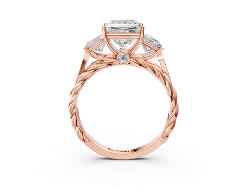 Rose gold Princess Cut Three-Stone Braided Band Ring with Four-Prong Setting_27