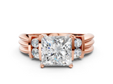 Rose gold Princess Cut Three-Stone Channel Set Ring with Bar Prongs_61