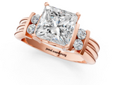 Rose gold Princess Cut Three-Stone Channel Set Ring with Bar Prongs_62