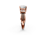 Rose gold Princess Cut Three-Stone Channel Set Ring with Bar Prongs_63