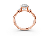 Rose gold Princess Cut Three-Stone Channel Set Ring with Bar Prongs_64