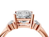 Rose gold Princess Cut Three-Stone Channel Set Ring with Bar Prongs_65