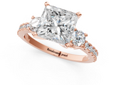 Rose gold Princess Cut Three-Stone Diamond Pavé Band with Prong Setting_24