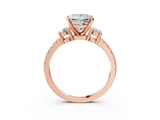 Rose gold Princess Cut Three-Stone Diamond Pavé Band with Prong Setting_26