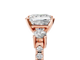 Rose gold Princess Cut Three-Stone Diamond Pavé Band with Prong Setting_28