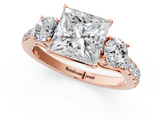 Rose gold Princess Cut Three-Stone Diamond Pave Band with Prong Setting_86