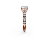 Rose gold Princess Cut Three-Stone Diamond Pave Band with Prong Setting_87