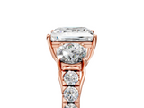Rose gold Princess Cut Three-Stone Diamond Pave Band with Prong Setting_90