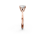 Rose gold Princess Cut Three-Stone Solitaire Ring with Round Accent Diamonds and Four-Prong Setting_33