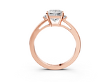 Rose gold Princess Cut Three-Stone Solitaire Ring with Round Accent Diamonds and Four-Prong Setting_34