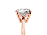Rose gold Princess Cut Three-Stone Solitaire Ring with Round Accent Diamonds and Four-Prong Setting_36