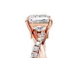 Rose gold Princess Cut Twist Band Solitaire Diamond Ring with Pavé Setting_20