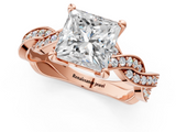 Rose gold Princess Cut Twisted Pavé Band Solitaire Ring with Four-Prong Setting_95
