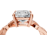 Rose gold Princess Cut Twisted Pavé Band Solitaire Ring with Four-Prong Setting_98