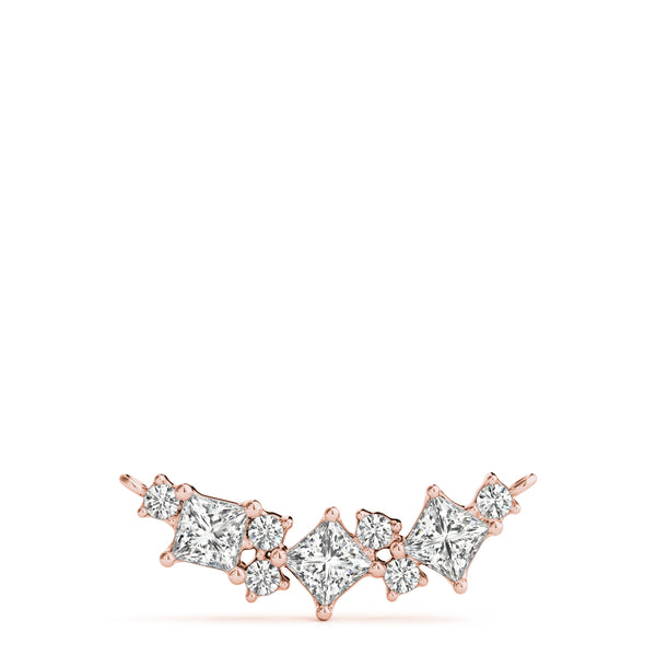 Rose gold Princess Cut V-Shape Diamond Pendant with Four-Prong Setting