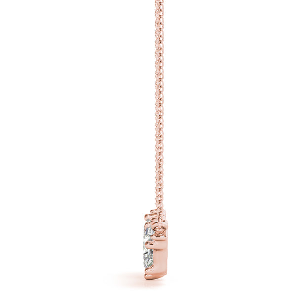 Rose gold Princess Cut V-Shape Diamond Pendant with Four-Prong Setting