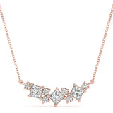 Rose gold Princess Cut V-Shape Diamond Pendant with Four-Prong Setting