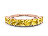 Rose gold Princess Cut Yellow Sapphire Channel-Set Eternity Band with Prong Setting_6