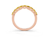 Rose gold Princess Cut Yellow Sapphire Channel-Set Eternity Band with Prong Setting_9