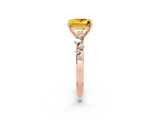 Rose gold Princess Cut Yellow Sapphire Cluster Side Stone Solitaire Ring with Prong Setting_50
