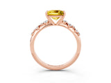 Rose gold Princess Cut Yellow Sapphire Cluster Side Stone Solitaire Ring with Prong Setting_51