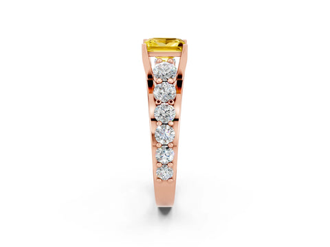 Rose gold Princess Cut Yellow Sapphire Engagement Ring with Pavé Band and Four-Prong Setting_2