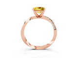 Rose gold Princess Cut Yellow Sapphire Engagement Ring with Side Stone Accents and Four-Prong Setting_63