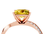 Rose gold Princess Cut Yellow Sapphire Engagement Ring with Side Stone Accents and Four-Prong Setting_64
