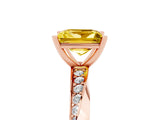 Rose gold Princess Cut Yellow Sapphire Engagement Ring with Side Stone Accents and Four-Prong Setting_65