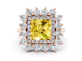 Rose gold Princess Cut Yellow Sapphire Floral Double Halo Engagement Ring with Prong Setting_60