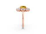 Rose gold Princess Cut Yellow Sapphire Floral Double Halo Engagement Ring with Prong Setting_62