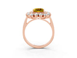 Rose gold Princess Cut Yellow Sapphire Floral Double Halo Engagement Ring with Prong Setting_63