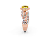 Rose gold Princess Cut Yellow Sapphire Halo Ring with Round Split Shank and Prong Setting_50