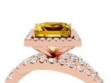 Rose gold Princess Cut Yellow Sapphire Halo Ring with Round Split Shank and Prong Setting_52