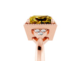 Rose gold Princess Cut Yellow Sapphire Halo Ring with Tapered Band and Four-Prong Setting_5