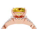 Rose gold Princess Cut Yellow Sapphire Halo Twist Band Solitaire Prong Setting Ring_28
