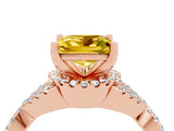 Rose gold Princess Cut Yellow Sapphire  Halo Twist Band Solitaire Prong Setting Ring_46