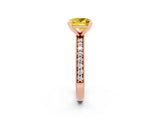 Rose gold Princess Cut Yellow Sapphire Milgrain Pavé Engagement Ring with Four-Prong Setting_38