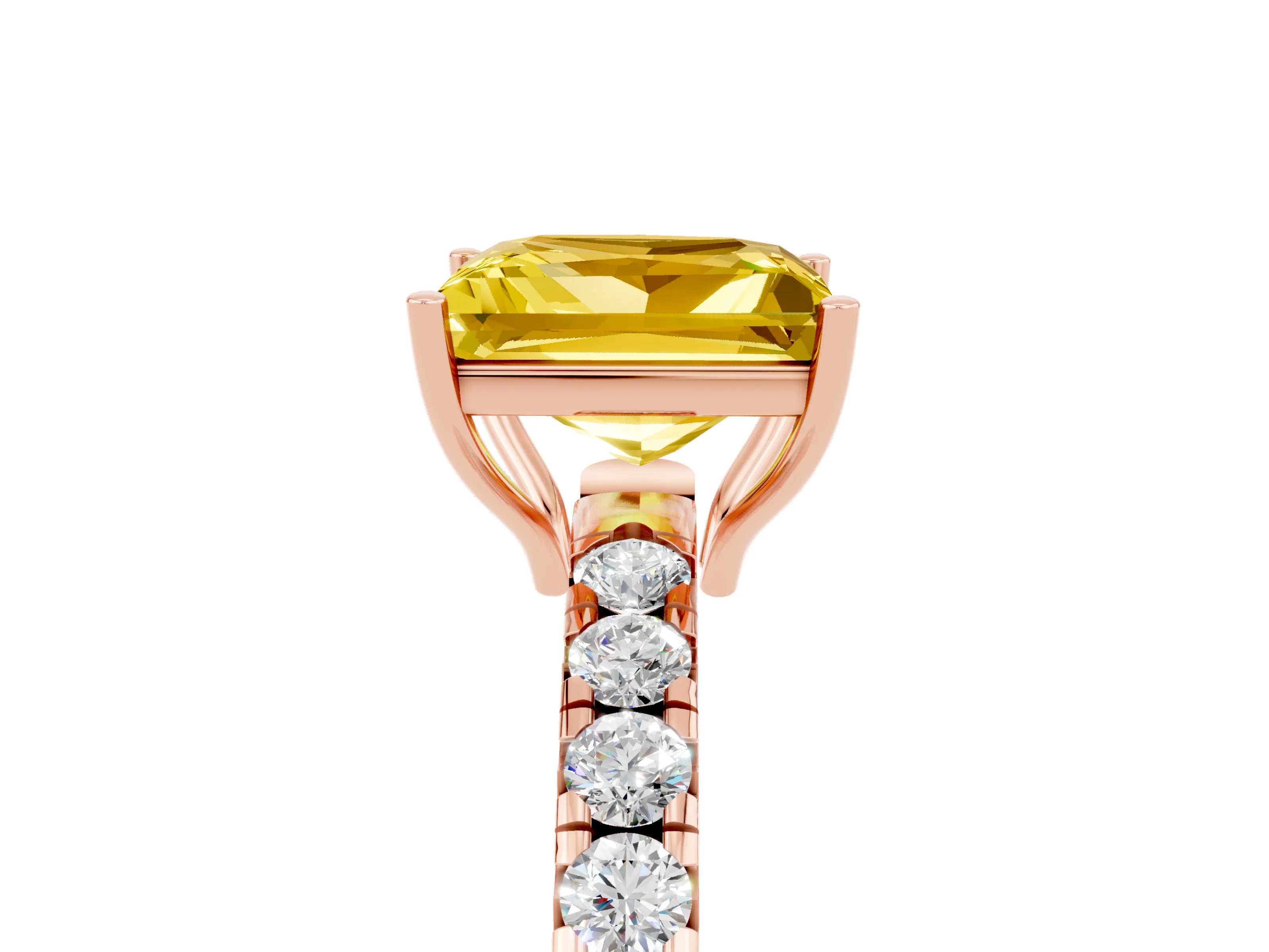 Rose gold Princess Cut Yellow Sapphire Pavé Solitaire Engagement Ring with Four-Prong Setting_17