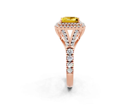Rose gold Princess Cut Yellow Sapphire Pavé Split Shank Double Halo Engagement Ring_2