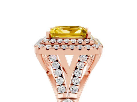 Rose gold Princess Cut Yellow Sapphire Pavé Split Shank Double Halo Engagement Ring_5